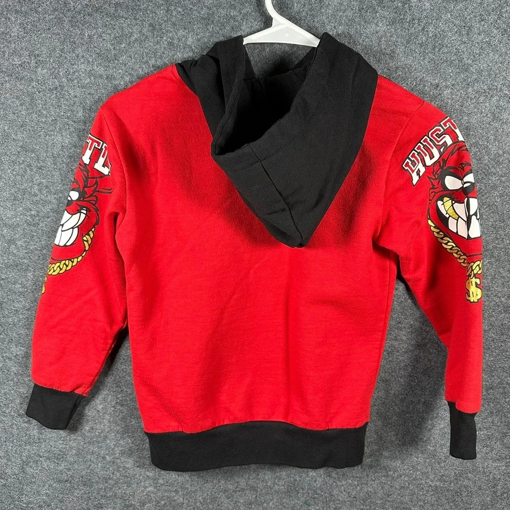 Looney Tunes Taz Hustle Hoodie Kids Medium 8 Red‎ Black Tasmanian Devil Pullover
